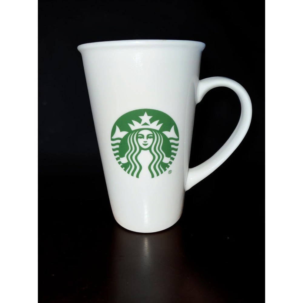 Starbucks 2015 Siren Logo White Ceramic Latte Mug 18 fl oz Coffee Cup